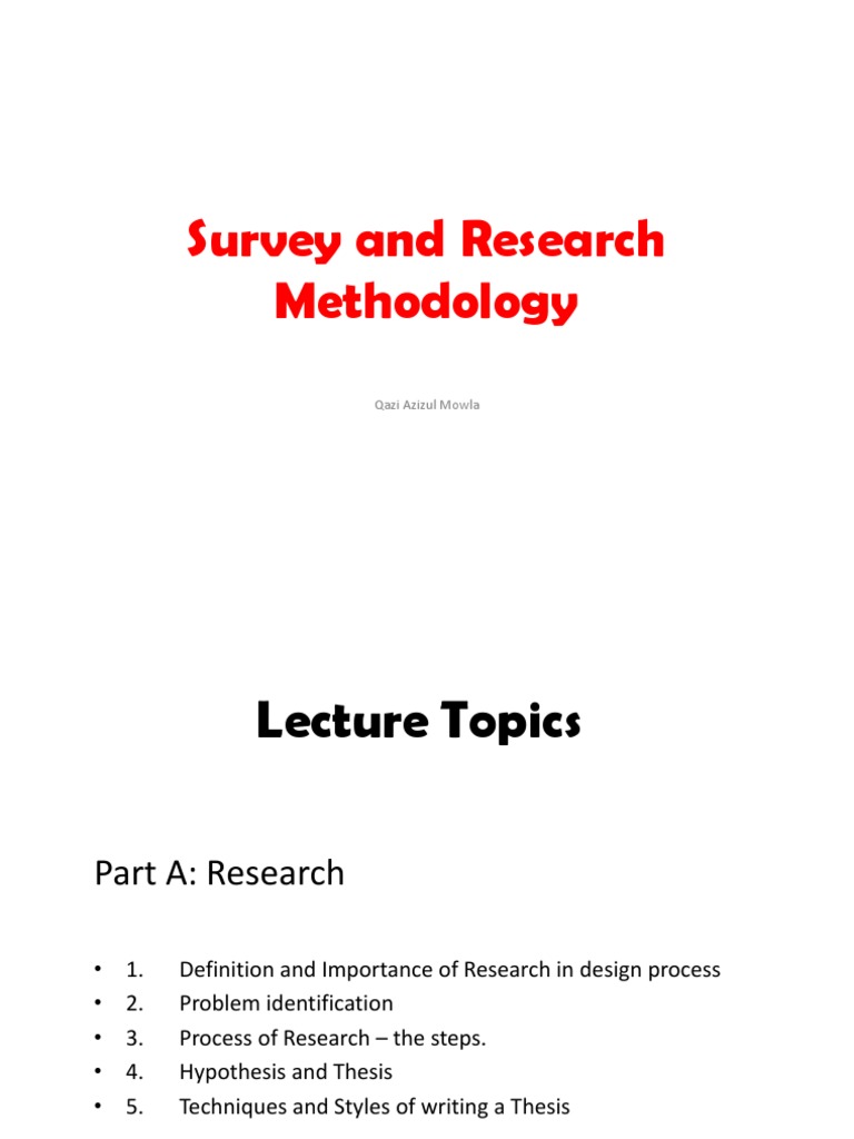 Survey and Research Methodology: Qazi Azizul Mowla | PDF | Hypothesis ...