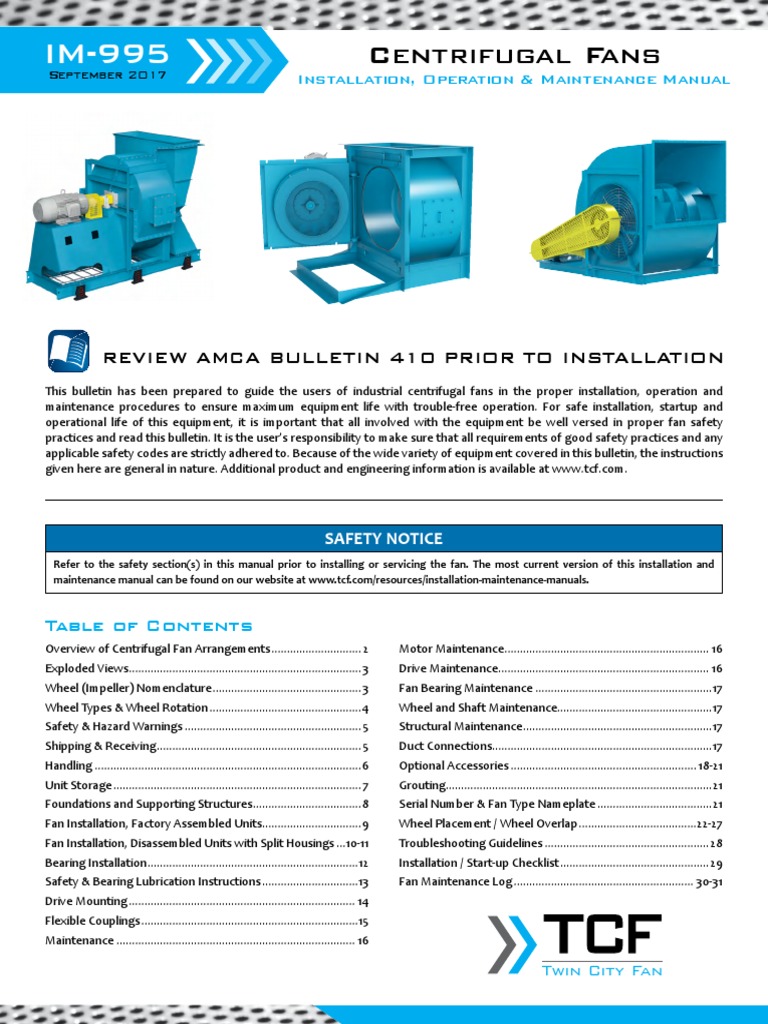 Centrifugal Fans: Review Amca Bulletin 410 Prior To Installation | PDF ...