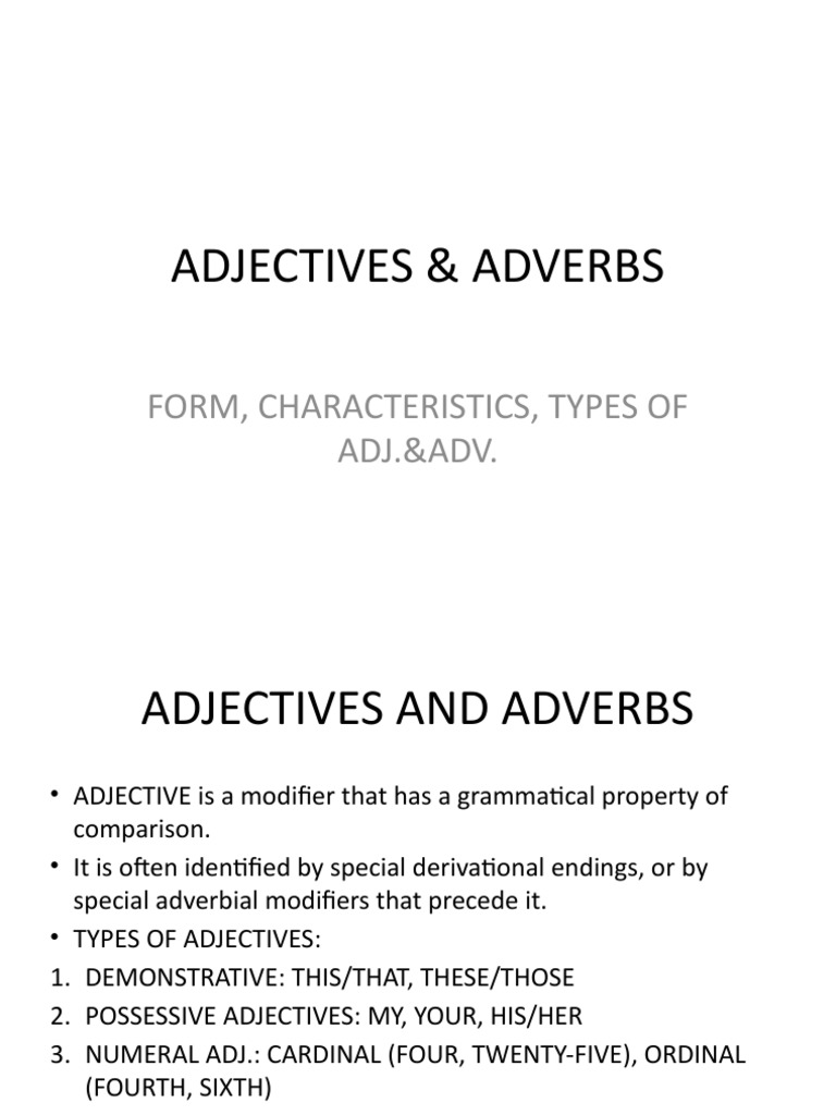 Adjectives & Adverbs | PDF | Adverb | Adjective