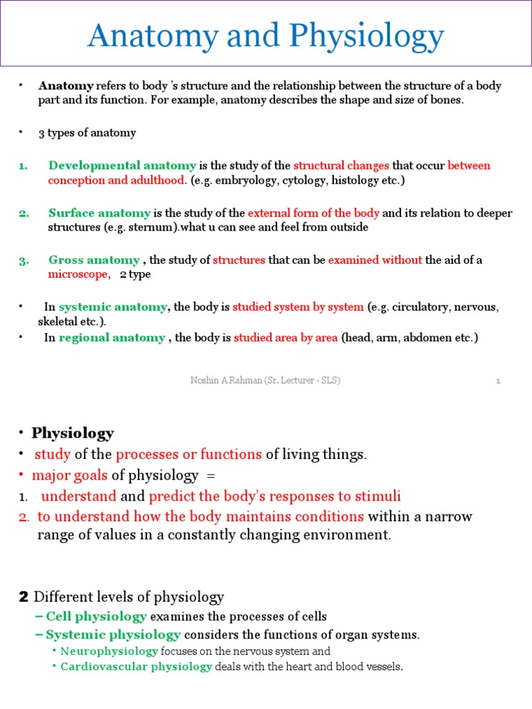 Lecture - 1 Introduction To Physiology | PDF | Homeostasis | Human Body