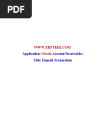 Application: Account Receivables Title: Deposit Transaction: Oracle