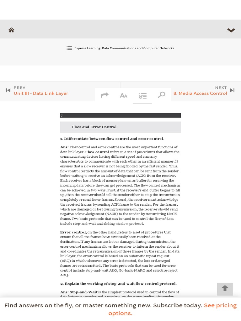 7 flow and error control express learning data communications and