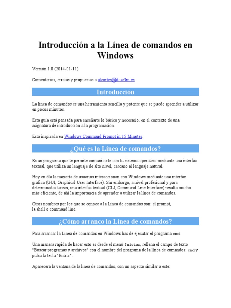 Línea de Comandos en Windows PDF Interfaz de línea de comando