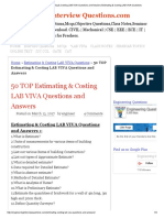 50 TOP Estimating & Costing LAB VIVA Questions and Answers Estimating & Costing LAB VIVA Questions