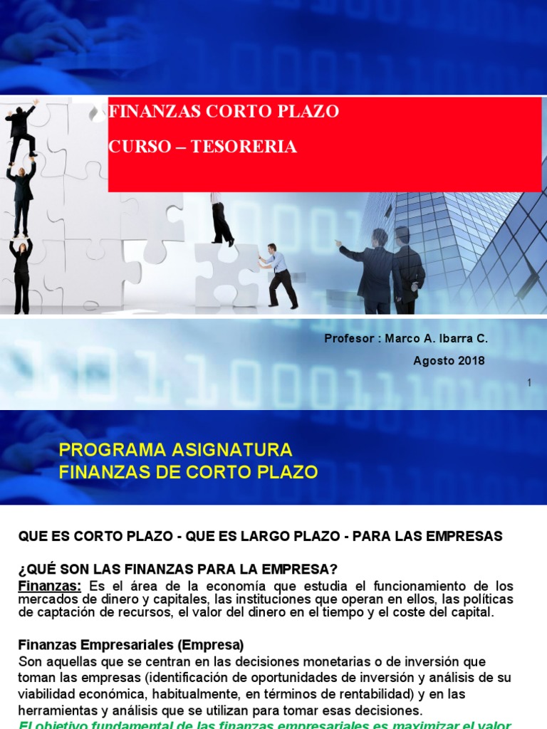 Finanzas de Corto Plazo y Tesorería | PDF | Bancos | Dinero