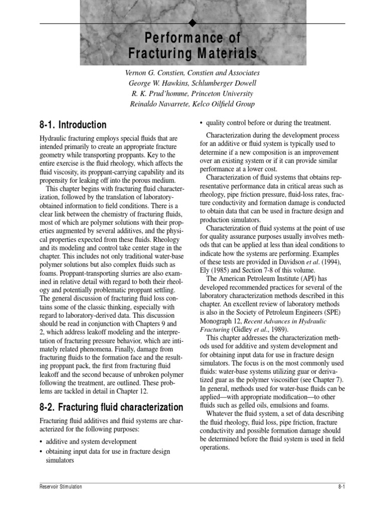 Performance of Fracture Materials | PDF | Viscosity | Shear Stress