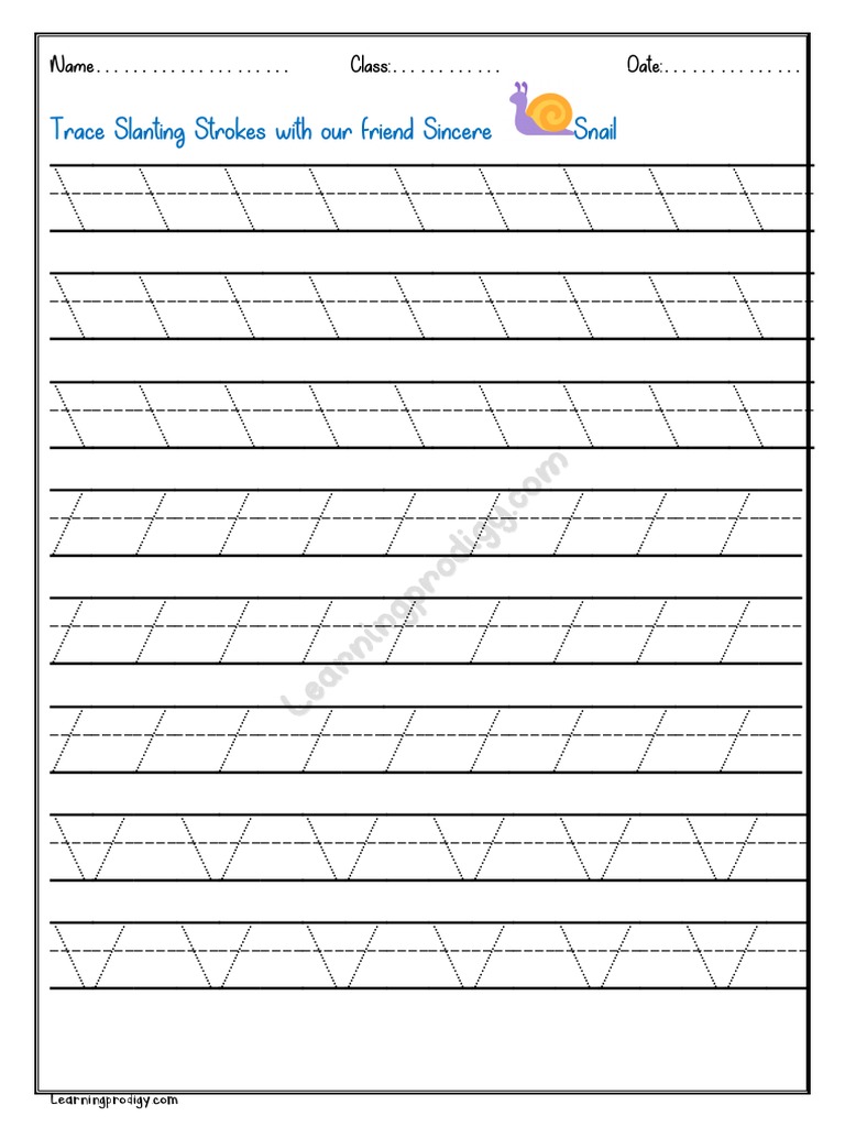 Slanting Line Tracing Worksheet | PDF | Home & Garden