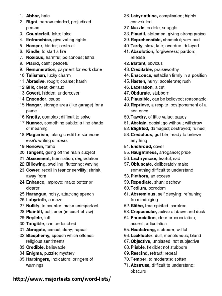 1500 Vocabulary Words PDF | PDF