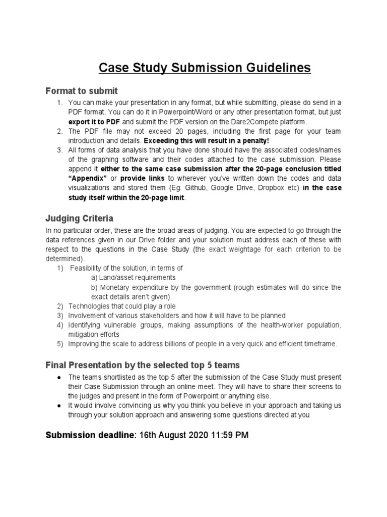 Case Study Submission Guidelines | PDF | Computers