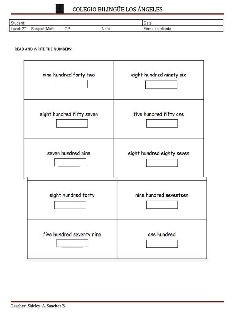 Bilingual Math Worksheet for Level 2 | PDF