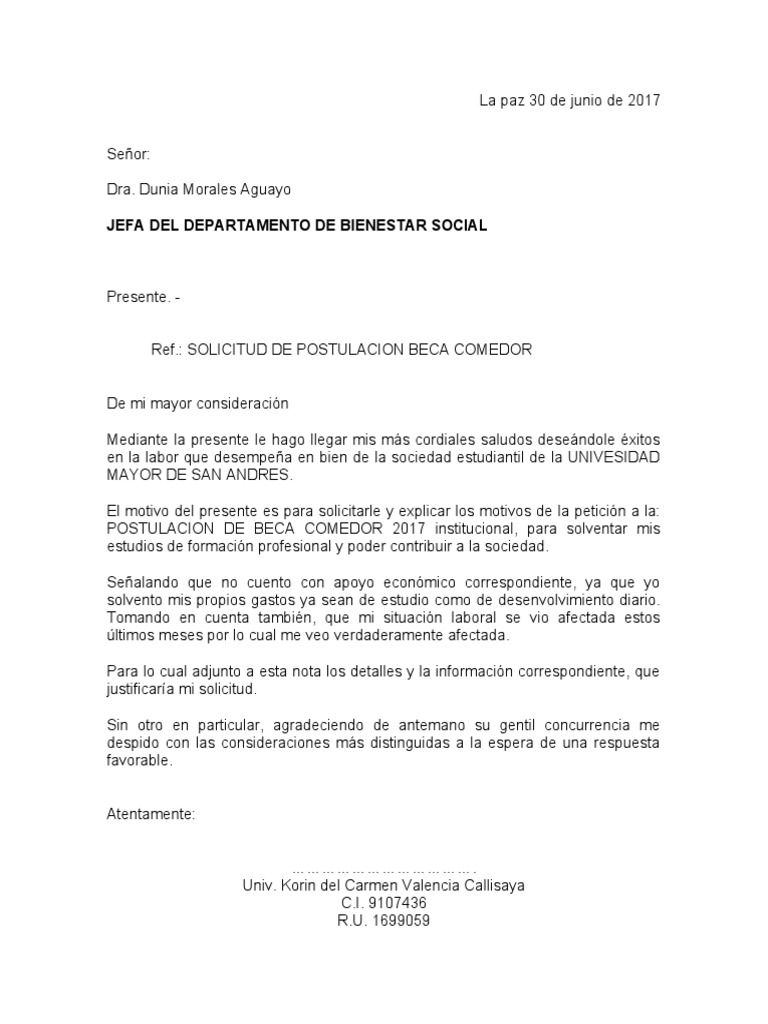 Solicitud Beca Comedor 2017 | PDF | Crecimiento personal y profesional
