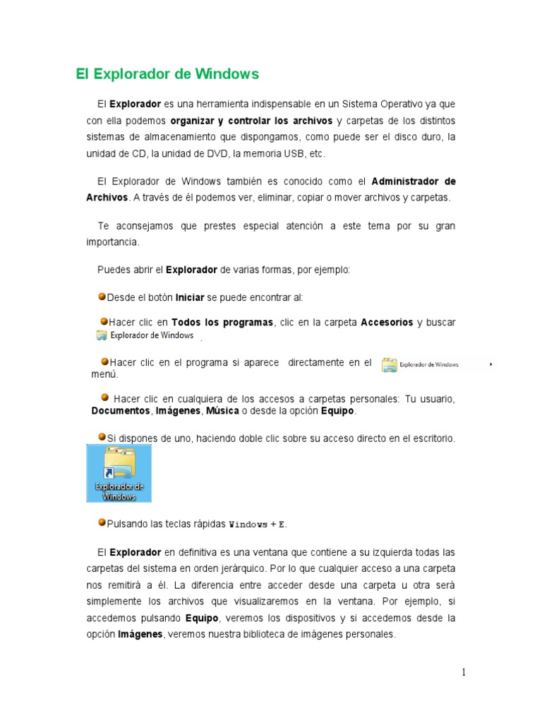 Partes del Explorador de Windows | PDF | Archivo de computadora ...