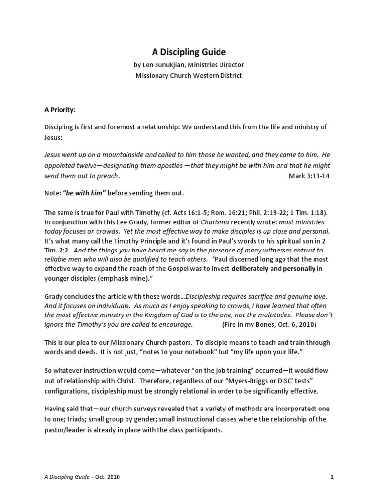 ADisciplingGuide Oct2010 | PDF | Disciple (Christianity) | Jesus