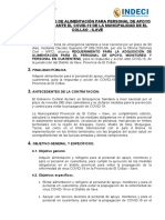 Requerimiento para La Adquisición de Alimentación para Personal de Apoyo y Monitoreo Ante El Covid