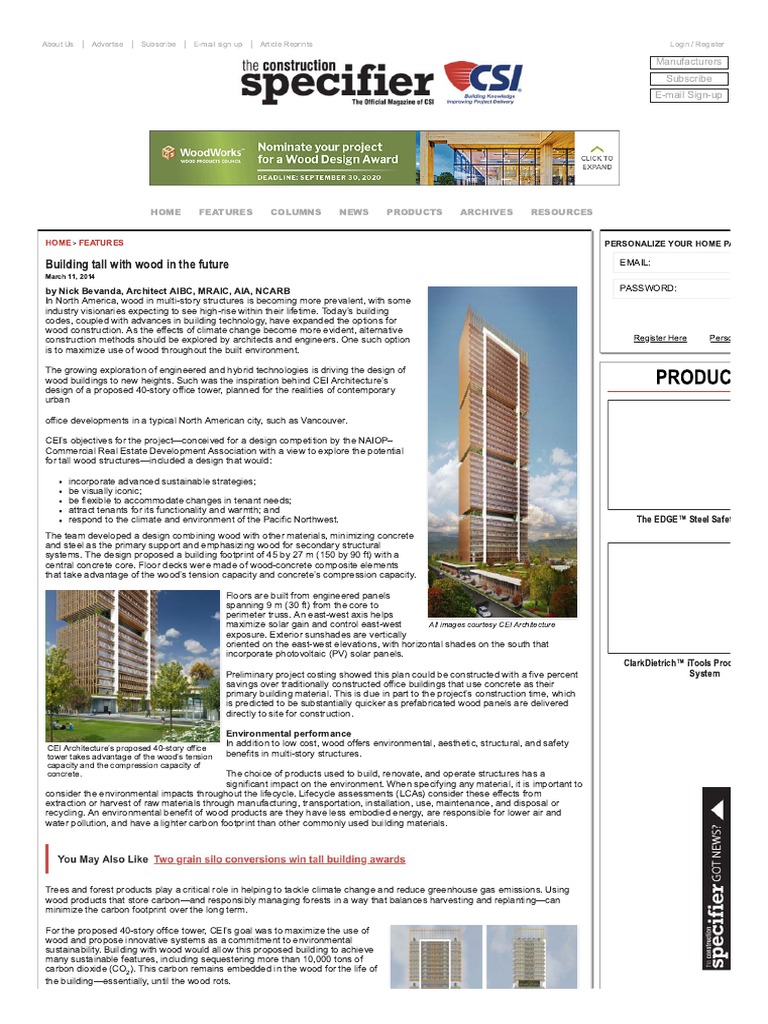 Building Tall With Wood in The Future - Construction Specifier | PDF