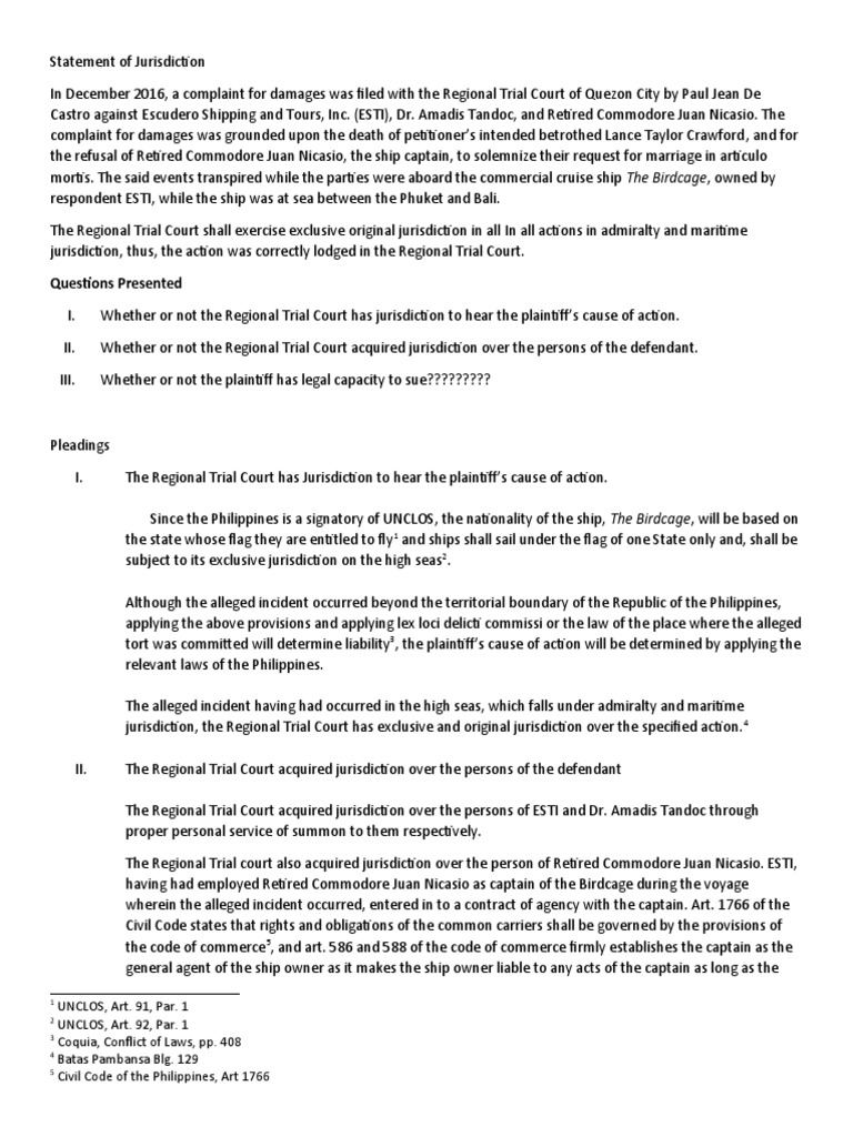 SolGEn Jurisdiction PDF Admiralty Law Jurisdiction