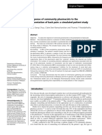 Response of Community Pharmacists To The Presentation of Back Pain: A Simulated Patient Study