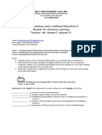 Home Economics and Livelihood Education 5 Module For Distance Learning Teacher: Mr. Romeo I. Manalo JR