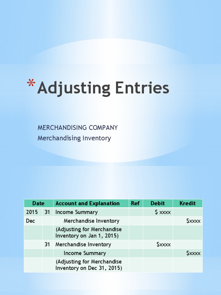 Adjusting Entries - Merchandising Company | PDF
