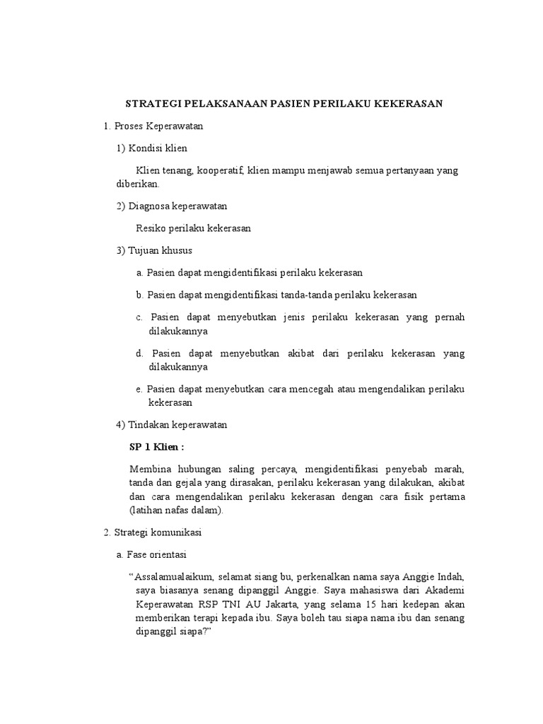 Sp Pasien Perilaku Kekerasan Pdf