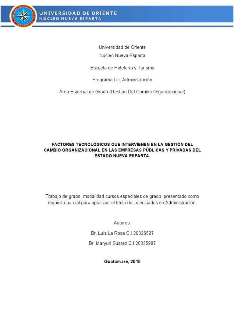 Factores Tecnológicos en el Cambio Organizacional | PDF | Gestión del ...