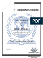 Operaciones de Ayuda Humanitaria Spanish Certificate PDF