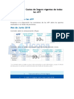 AFP JUNIO 2018 Comisiones y Costos de Seguro Vigentes PDF