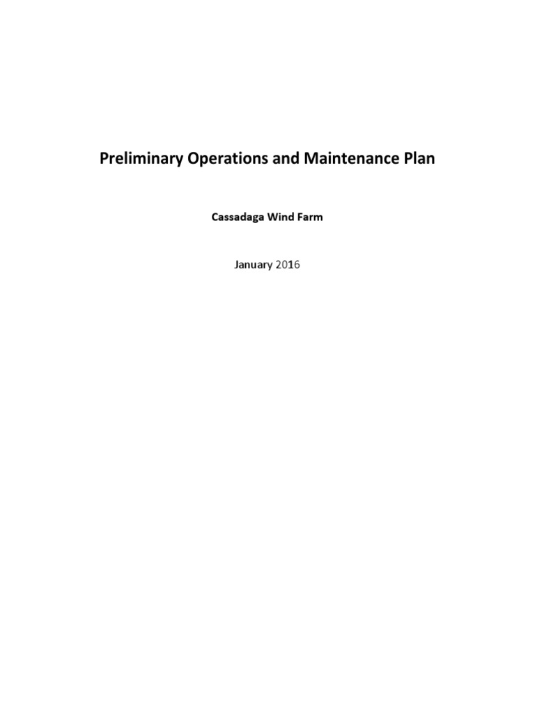 Preliminary Operations and Maintenance Plan Cassadaga Wind Farm PDF
