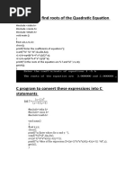 C Program To Find Roots of The Quadratic Equation: Z X +3) X y 4) (Y +5)