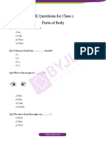 CBSE Class 1 GK Questions Parts of Body PDF