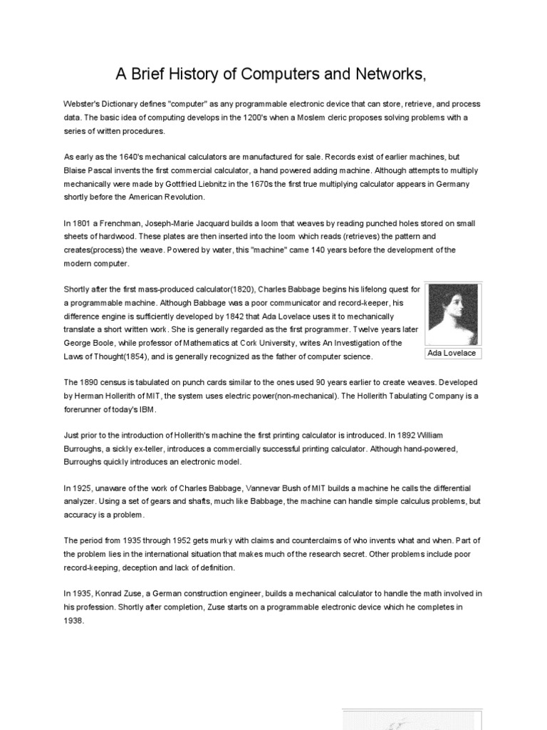 History of Computers and Networks | PDF | Personal Computers | Computer ...