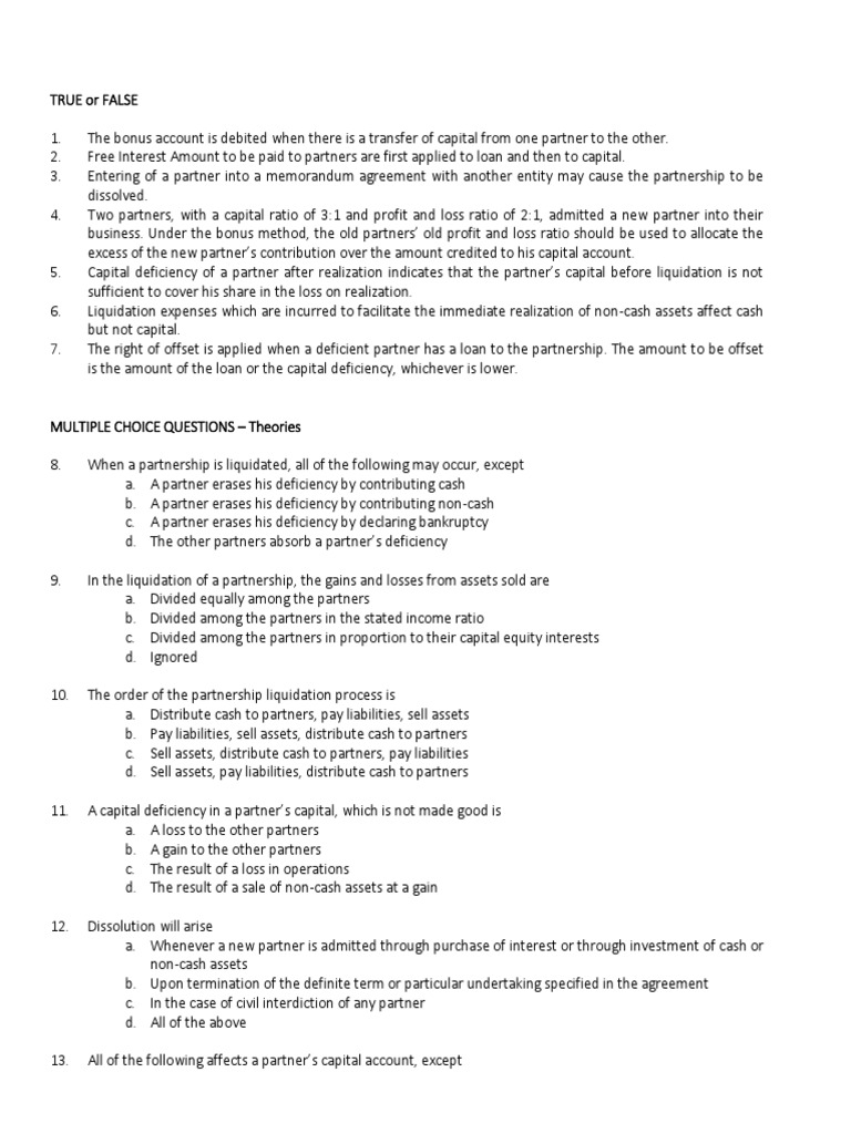 Accounting for Partnership Liquidation | PDF | Partnership | Equity ...