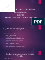 Welcome To My Presentation: Importance of Learning English