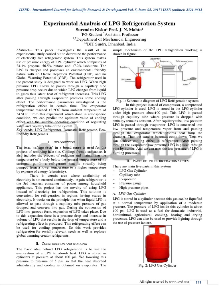 Experimental Analysis of LPG Refrigeration System PDF Liquefied