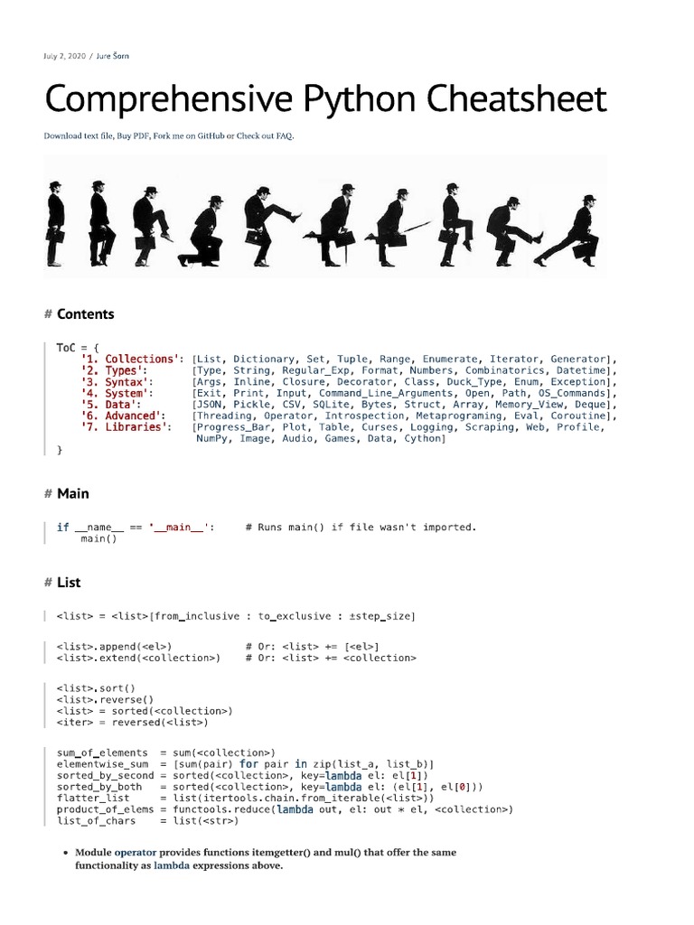 Comprehensive Python Cheatsheet | PDF
