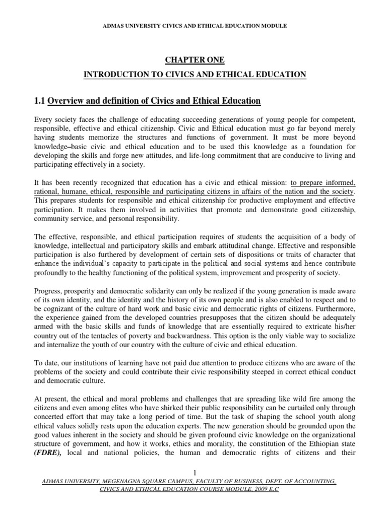Civics and Ethical Education Module | PDF | Sovereign State | Citizenship