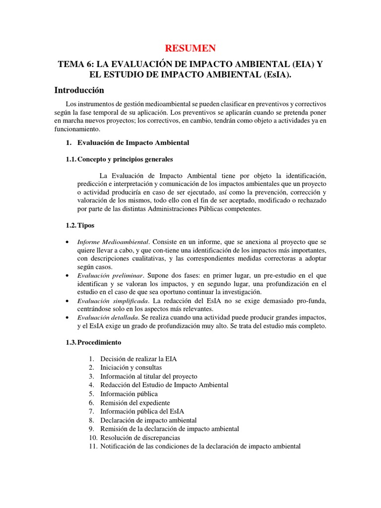 Evaluación y Estudio de Impacto Ambiental | PDF | Evaluación de impacto ...