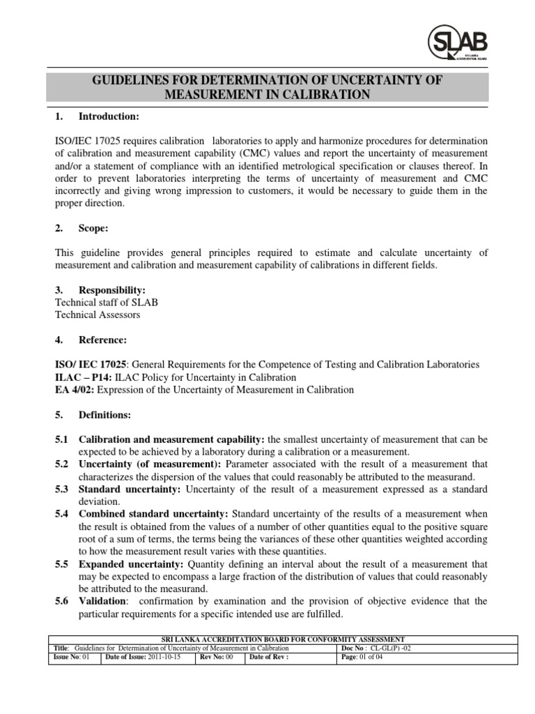 Measurement Uncertainty in Calibration | PDF | Calibration ...