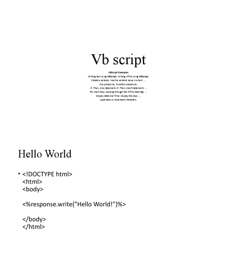 VB Script: Vbscript Examples | PDF