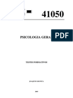 Psicologia Geral: Teste Formativo sobre Aprendizagem e Memória