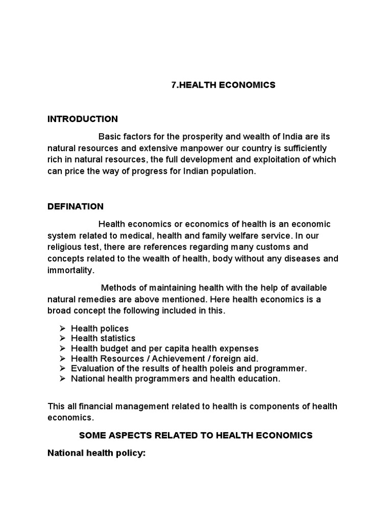 Health Economics PDF Health Economics Economics