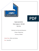 Engineering Statistics Final Assignment 2019-2020 First Year