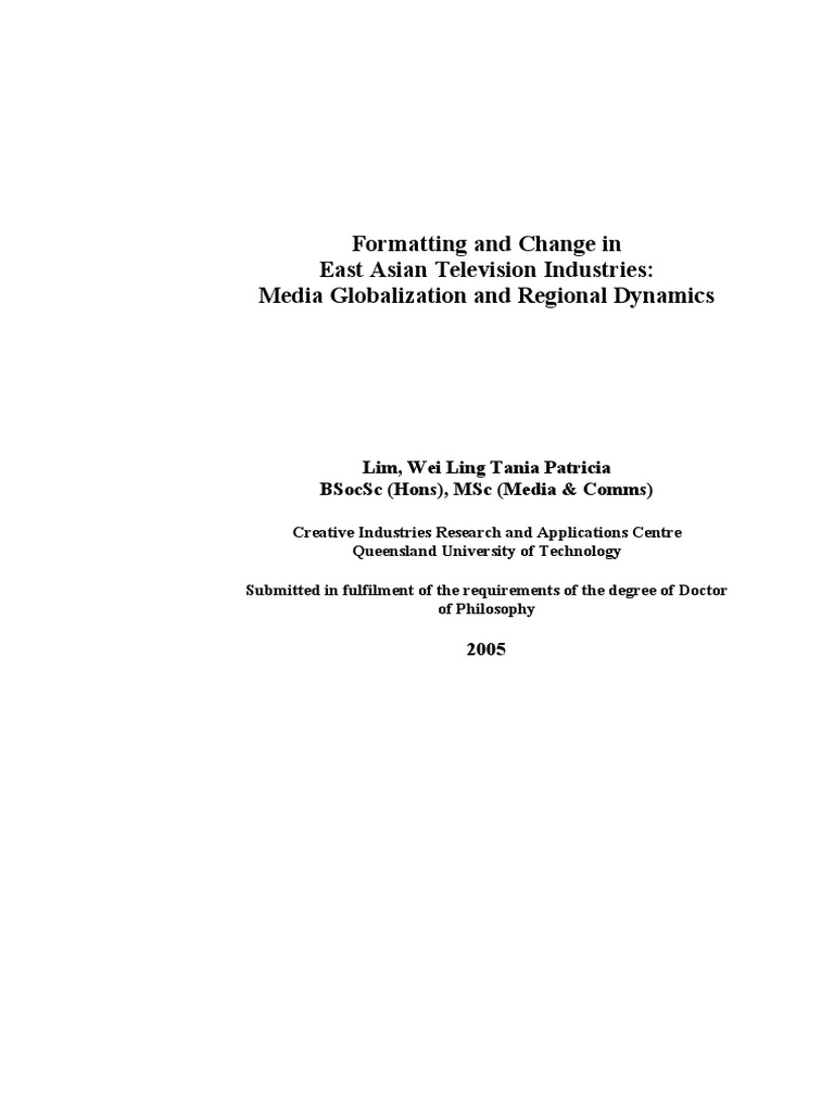 Wei Ling Lim PH D Thesis PDF PDF Mass Media Globalization