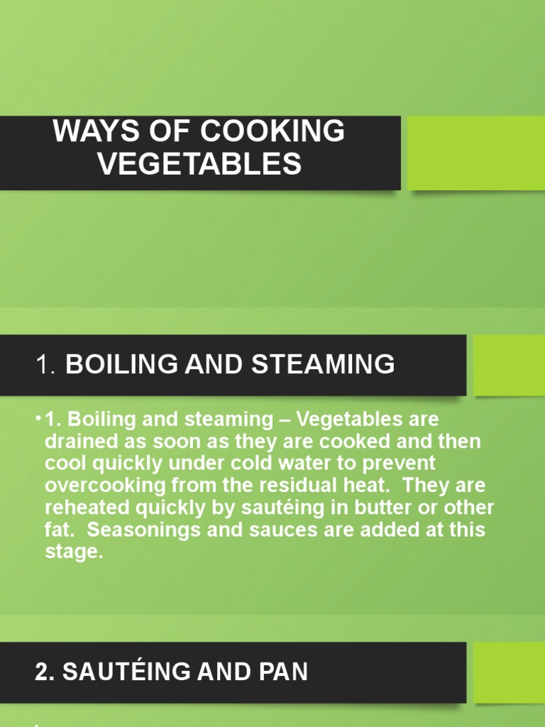 Five Ways Of Cooking Vegetables