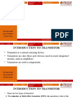 Introduction To Transistor: Do Not Add Any Content in This Area