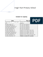 Schedule For Re-Opening Curragh Post Primary School
