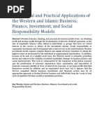 Theoretical and Practical Applications of The Western and Islamic Business, Finance, Investment, and Social Responsibility Models