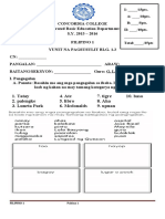 Filipino 1 Pagsusulit 1.2 A.Y 2015-2016