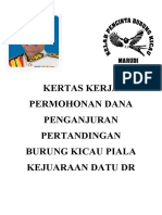 Kertas Kerja Penganjuran Pertandingan Burung Kicau Piala Kejuaraan Datu DR Penguang Manggil 2020 Marudi