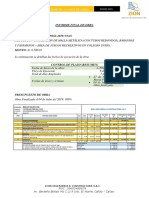 Informe Final de Obra - Instalación de Malla Metálica (Con Tubos Redondos), Barandas y Pasamanos - Area de Juegos Recreativos en Colegio Unión PDF